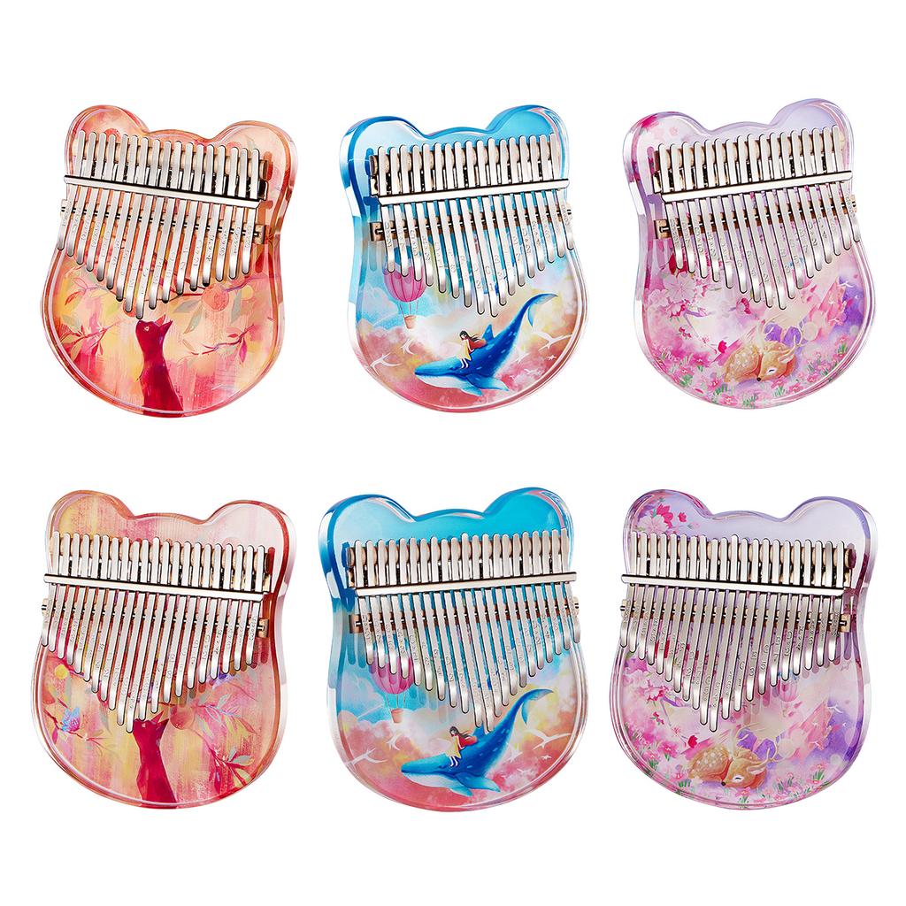Thumb Piano Kalimba Instrument 17/21 Keys Acrylic Mini Finger Piano Musical Instruments with Tuning Mallet for Beginner