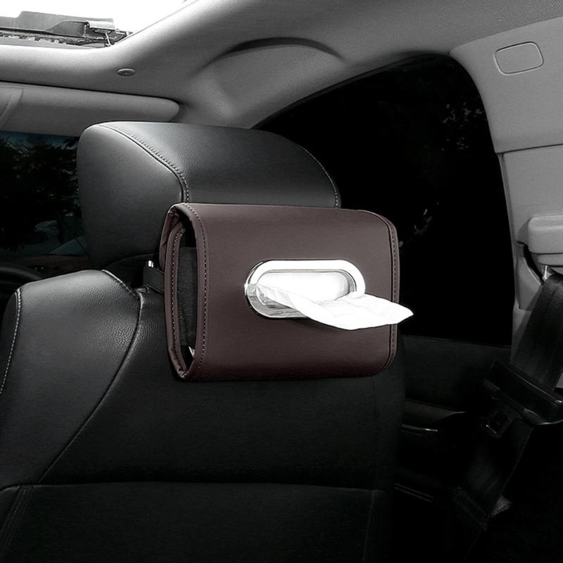 Porta Fazzoletti per Auto, Copertura Scatola Fazzoletti in Pelle PU per Sedile Posteriore Auto, Perfetto per l'Organizzazione e gli Usi Quotidiani