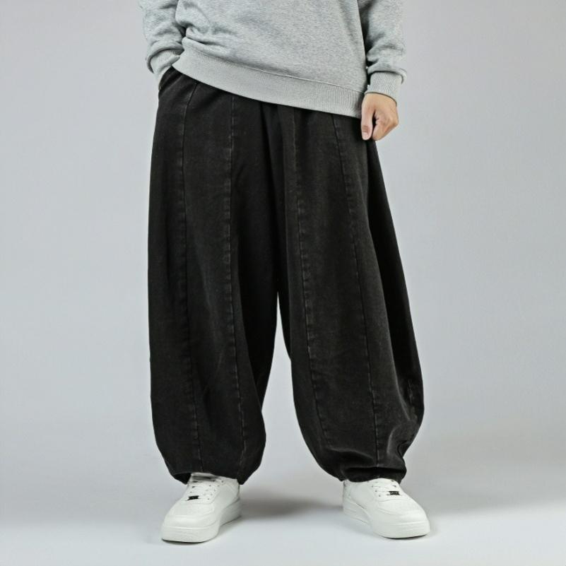 Spring and Autumn Men's Lantern Plus Size Japanese Retro Loose Harem Straight Pants Hong Kong Style Wide-leg Jeans