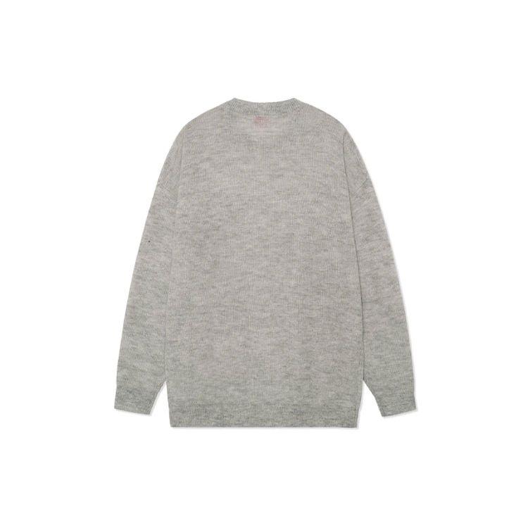 Li Ning Embroidered Logo Solid Color Loose Fit Pullover Sweater Men sweater Gray AMBR051-1