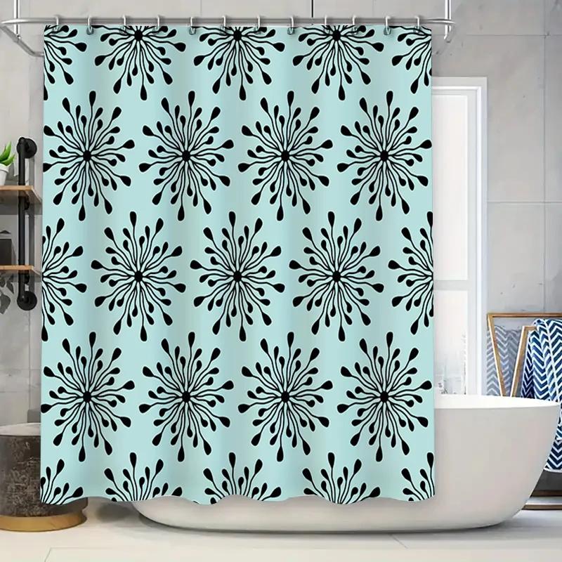 

Modern Pattern Black And Light Blue Shower Curtain For Bathroom Decor (Black Babyblue) W60H190(CM)-1 Pcs