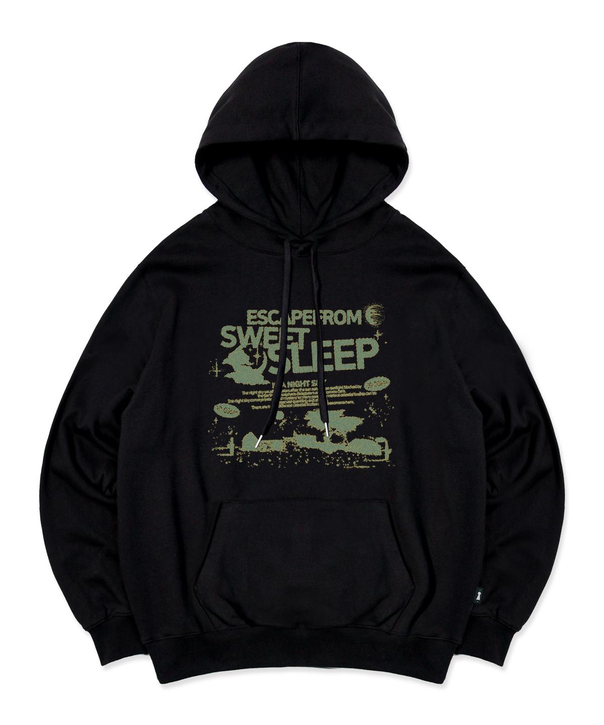 Escape From Sweet Sleep Print Hoodie Black L