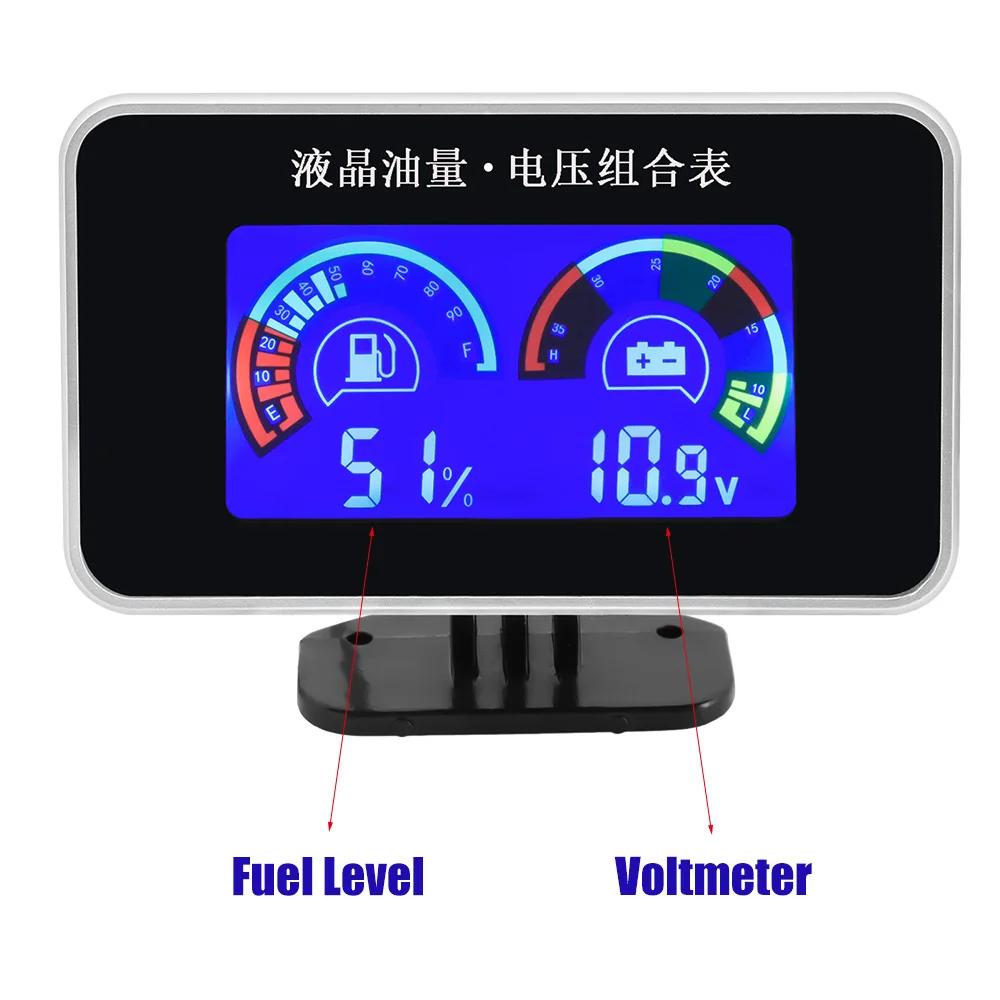 Multiple Combinations Car LCD Digital Gauge Oil Pressure Voltmeter Water Temperature Fuel Level Oil Temperature Meter For 12V