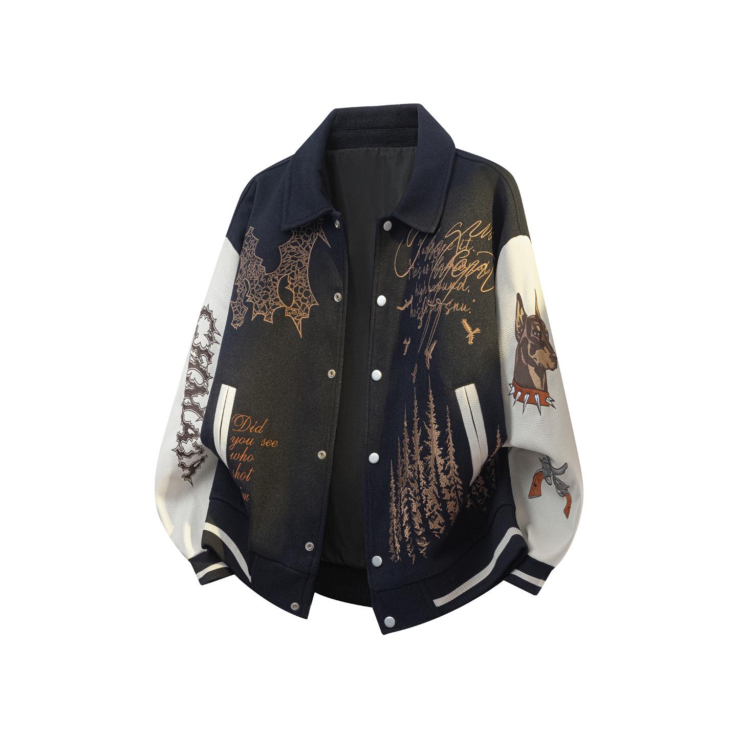 

ACU Чоловічий одяг | Чоловіча весняна куртка-бомбер з вишивкою - Модний силует уличної моди L