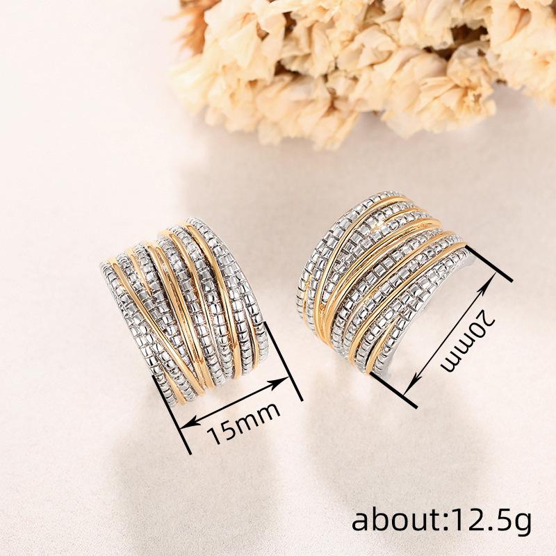 Line Design Stud Earrings For Women, Two-Color Exquisite Temperament Jewelry, Elegant French Chic Jewelry.