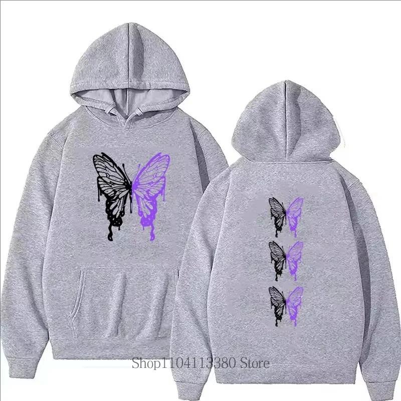 2025 Japanese Blossom Sakura Printing Kangaroo Pocket Hoodies Female Casual Sleeve Sweatshirt with Pocket Women Winter Pullovers