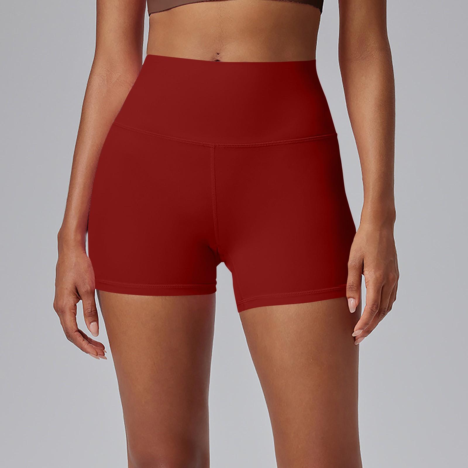 

Женские шорты для йоги с высокой талией, спортивные штаны длиной три четверти, быстросохнущие обтягивающие спортивные шорты для йоги XXL красный