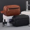 Business Travel Portable Men's Toiletry Bag Fashion Retro Leather Thickened Cosmetic Bag Handbag