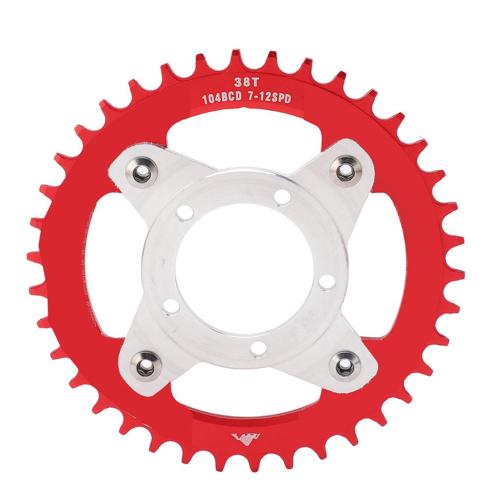104BCD Electric Bike Chainring and Adapter 38T Aluminum Alloy CNC Cutting For Bafang Central Drive