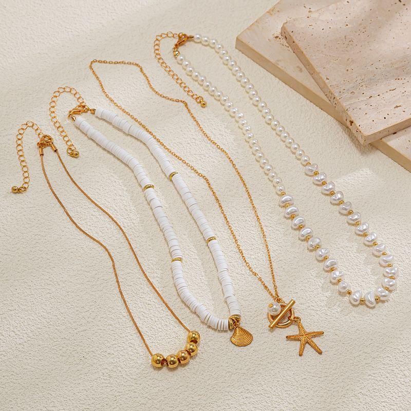 Fashion Trendy Jewelry Fashion Stylish Niche Design Retro Baroque Shell Starfish Necklace Clavicle Chain
