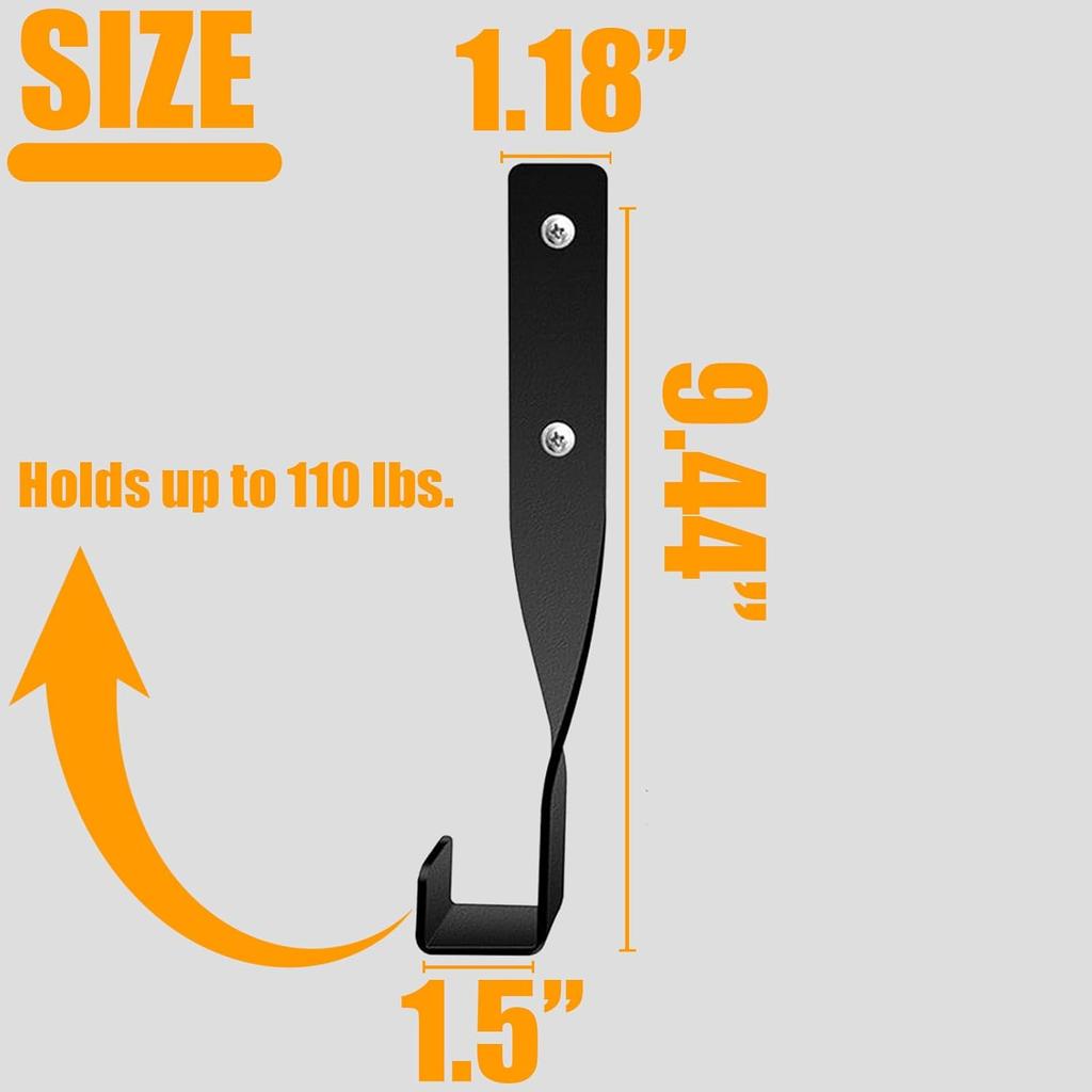 4Pcs Chainsaw Holder Wall Mount,Weed Eater Hanger,String Trimmer Storger Hook,Backpack Blower Rack Accessories and Tools for Garage Wall, Black