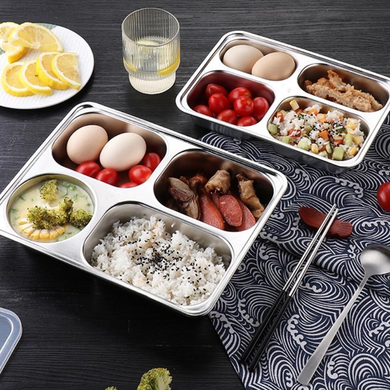 304 Stainless Steel Dinner Plate Serving Dish Rustproof Dishware For Family Outdoor Camping Kitchen Use