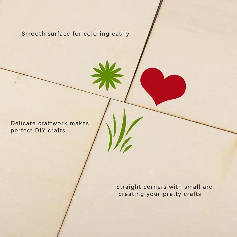 1-10cm Unfinished Wood Square Pieces, Blank Wood Squares Slices Cutouts for DIY Crafts Painting Staining Wood Sign , Home Decor