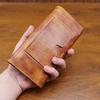 Handgefertigte pflanzlich gegerbte Leder Herren- und Damen-Langbrieftasche aus echtem Leder mit großem Fassungsvermögen, Hand-Zehenabdeckungsschicht, Rindsleder-Tasche