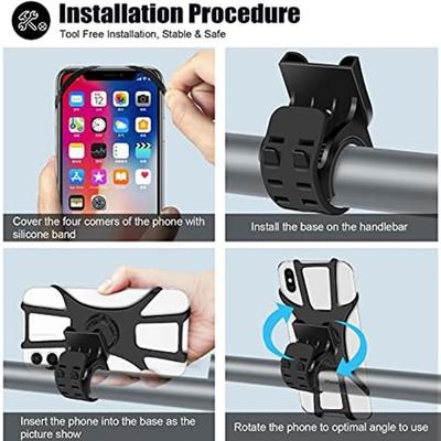 Suporte de Telefone para Bicicleta Suporte de Celular para Bicicleta Montagem Suporte de Silicone para Celular de Bicicleta Motocicleta à Prova de Choque Para iPhone Samsung