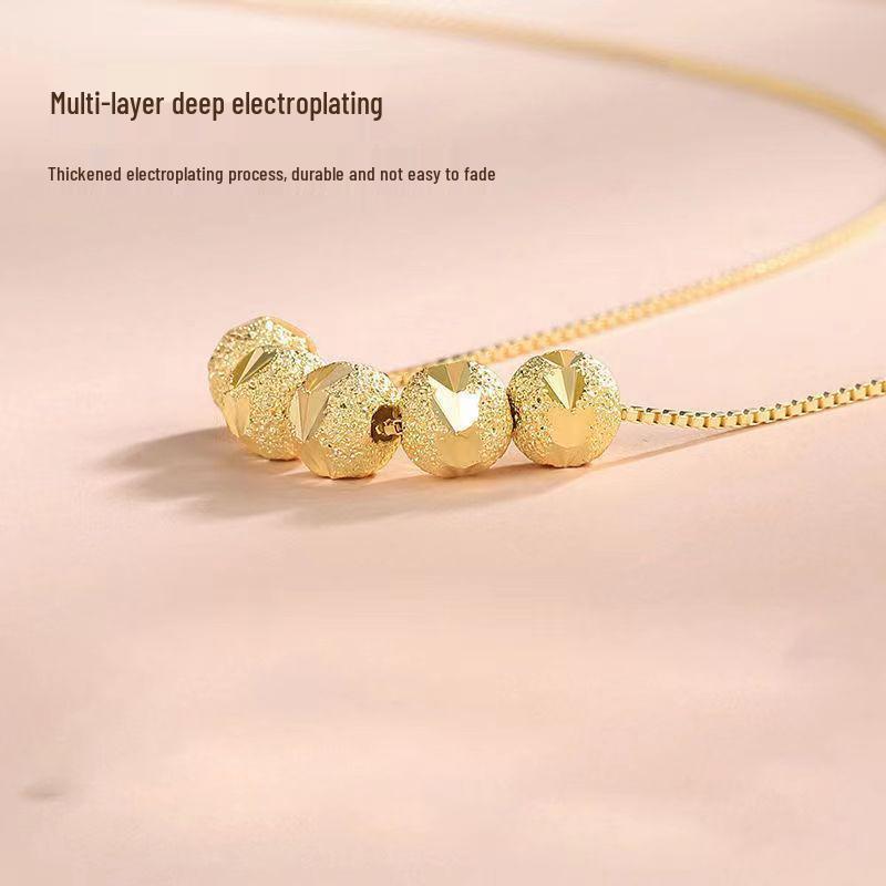 Five Blessings Chinese Clavicle Necklace: Women's Gold Bead Pendant