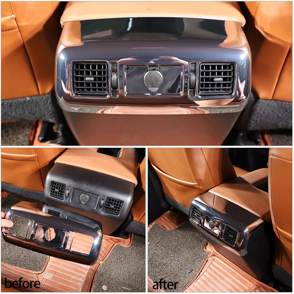 Silver Rear Exhaust Vent Decor Cover Frame Trim For Toyota Tundra 2007-