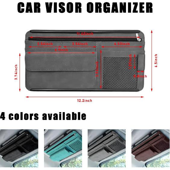 Car Sun Visor Organizer, Soft Leather Surface Eyeglasses Note Card Holder Car Storage Bag, Scratch-Resistant Waterproof Auto Sunshade Organizer Bag,