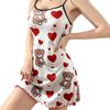 Summer Cat Print Women's Camisole Nightgown Pajamas