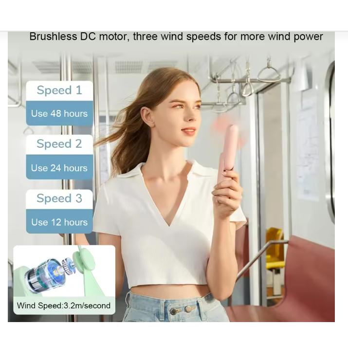 Xiaomi Portable Fan 2000mAh USB Rechargeable 3 Speed Mini Handheld Foldable Fan Hand Held Small Pocket Travel Fan with Handy Power Bank