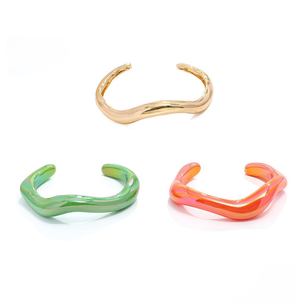 European and American Color Acrylic Irregular Bracelet Female Internet Celebrity Personality Advanced Sense Wavy Pattern Opening Bracelet