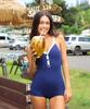 Kolallikeu V-Neck Classic Check Monokini Navy