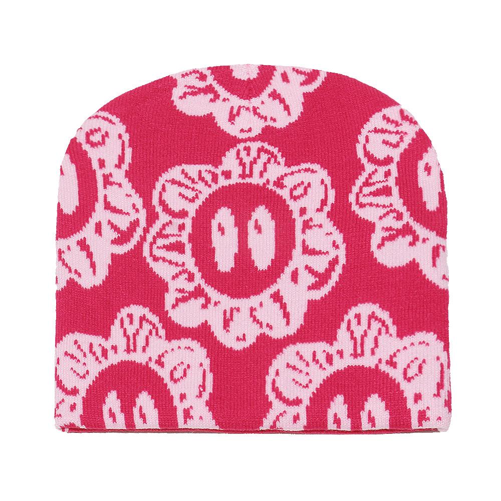 Cold Hat Internet Celebrity Jacquard Sun Flower Knitted Wool Hat Warm Pullover Hat Wholesale