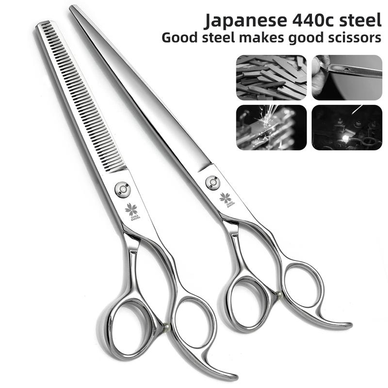 Professional Pet Beauty Scissors Japan 440c Steel Dog Teddy Pet Beautician 7.5 Inches Bending Scissors Thin Scissors High-Qualit
