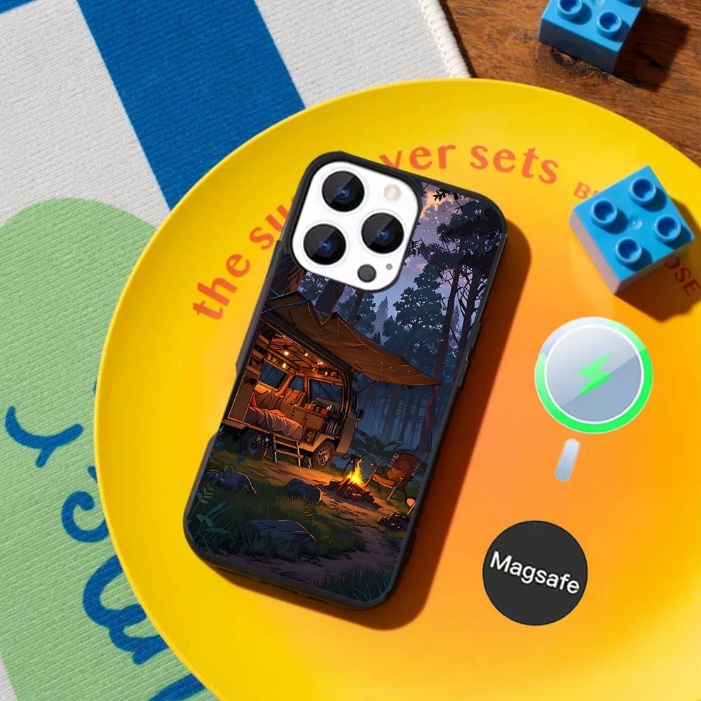 Outdoor Campings Phone Case For iPhone 17,16,15,14,13,12,11,Pro,Max,Plus,Mini,SE4,E Magnetic Magsafe Wireless Charging