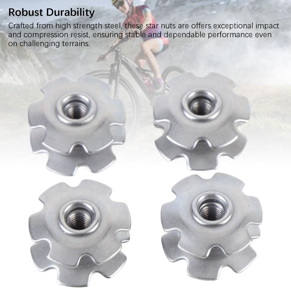8Pcs 28.6mm Fork Cycle Fork Star Nut Steel BCycle Headset Star Nut  Cycling Repair