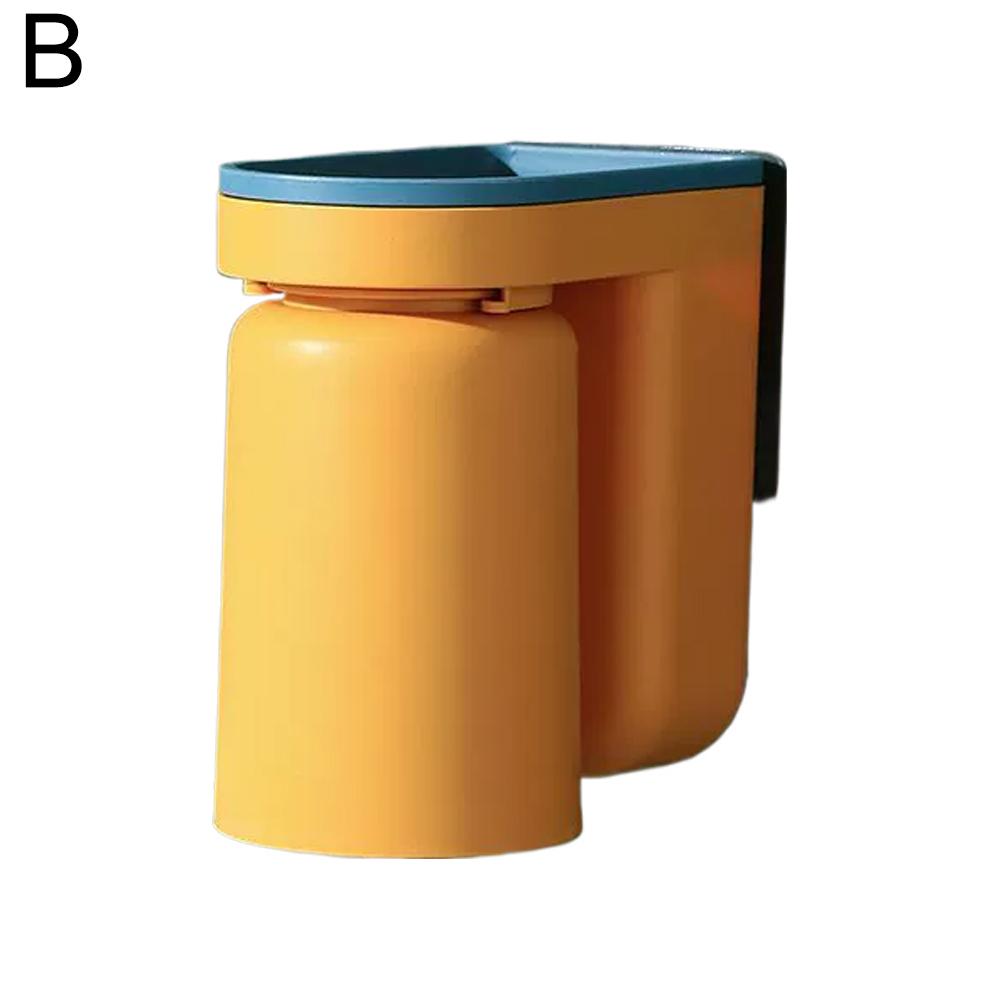 2 In 1 Wall Mounted Toothbrush Holder No-punching Toothbrush Storage Rack Creative Inverted Toothbrush Cup Drain Rack Bathroom