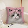 Pink cute Cat cushion cover Pillow Case Plush Fabric Soft Double Sided Print Sofa Cushion Cover Throw Pillow Covers