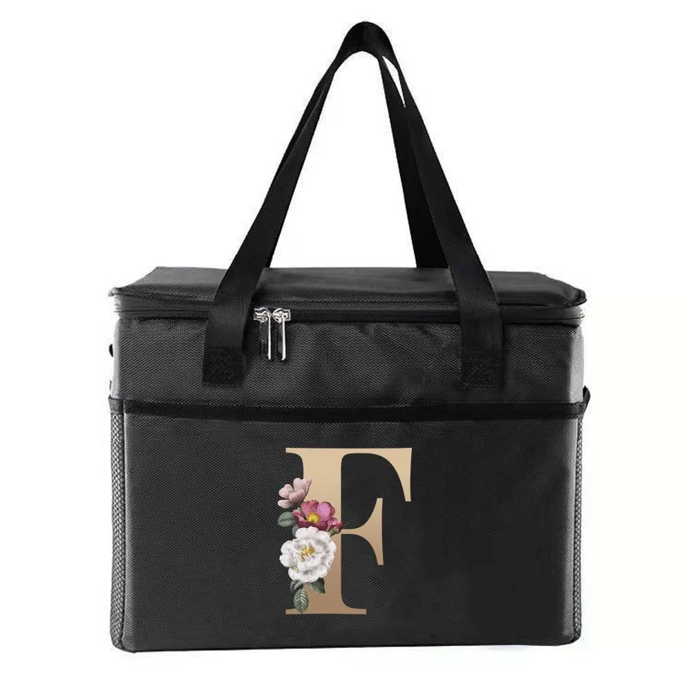 Thermal Bag Portable Lunch Bags Insulated Cooler Bag Food Bento Bags Printing Gold Letter Series Travel Picnic Storage Ice Bags