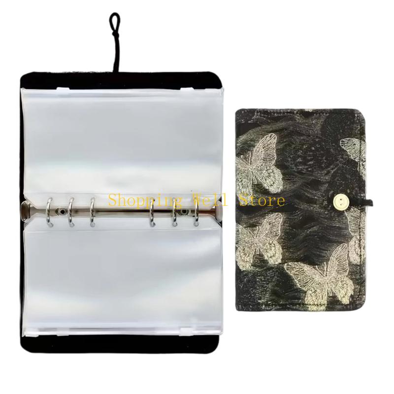 KX4B Circular Needle Organiser Bag with 12Pcs Removable Zippered PVC Binder Pocket Portable Knitting Needle Case For Sewing