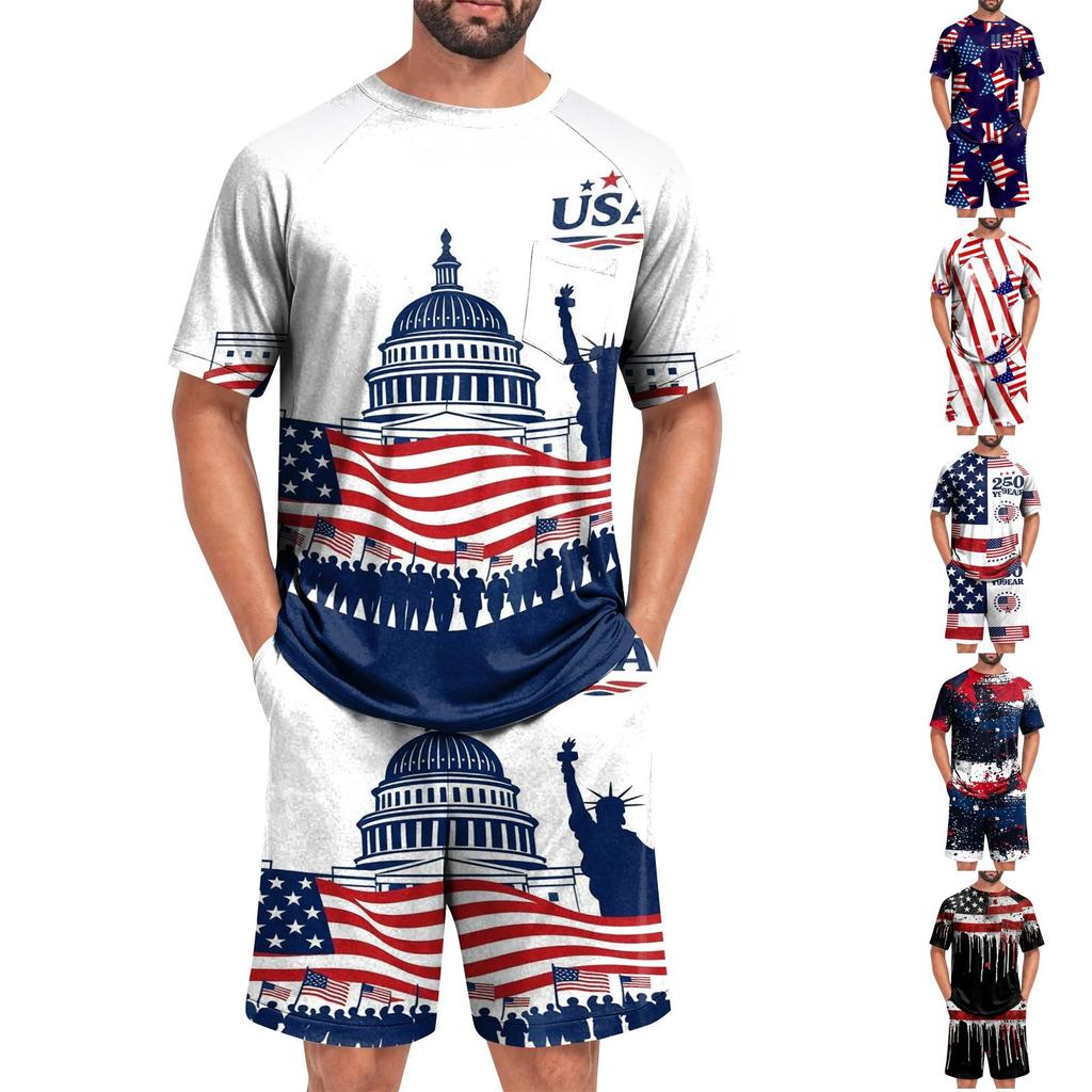 Conjunto de Verano para Hombre con Top de Manga Corta y Pantalones Cortos Juego de Dos Piezas para Dormir Tejido Ligero Transpirable Suave Ropa Casual para Casa