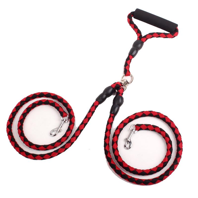 Dog Leash One To Two Pet Leash Double Head Braided Braided PP Round Rope Dog Leash Dog Leash Walking Dog Leash