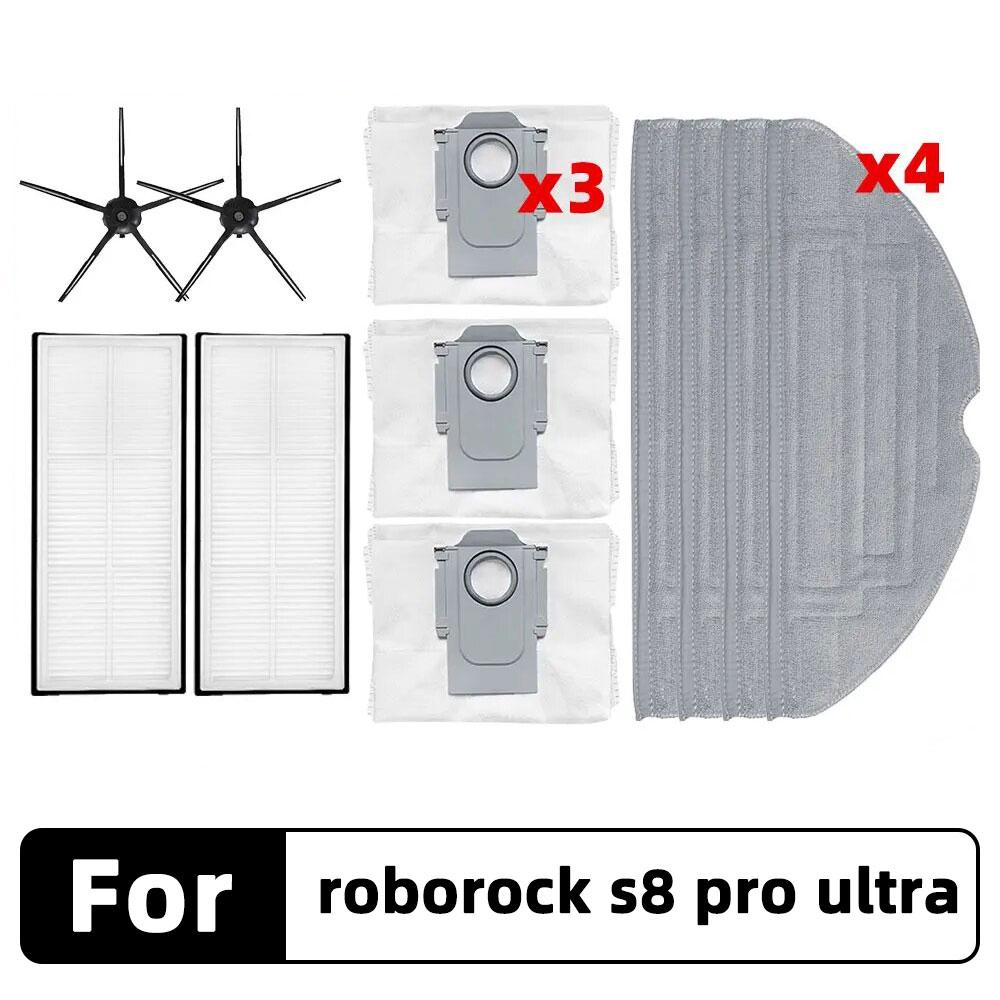 Compatible for Roborock S8 Pro Ultra, G20 A6900RR Main Side Brush Hepa Filter Mop Cloth Dust Bag Spare Parts Accessories