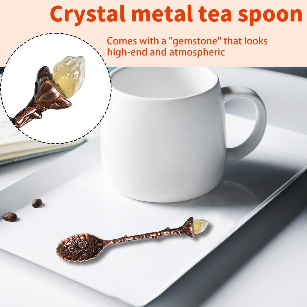 Natuurlijke Kristallen Koffielepels Met Vintage Snijwerk Creatieve Dessert Roerlepel