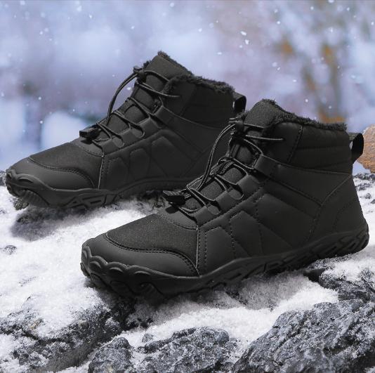 New men s snow boots bare foot plus pile thickened single shoes waterproof non-slip cotton boots M1037 36 чёрный 4277₽