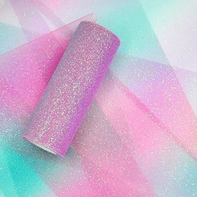 Rainbow Glitter Tulle Rolls for Table Runner Chair Sash Bow Skirt Wedding Party Gift Ribbon ARI