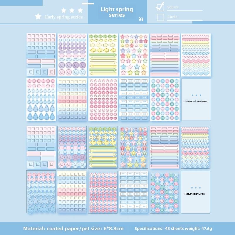 48 Sheets/pack Sticker Pad Practical Basic Versatile Planner Decoration Tabs Index Stickers