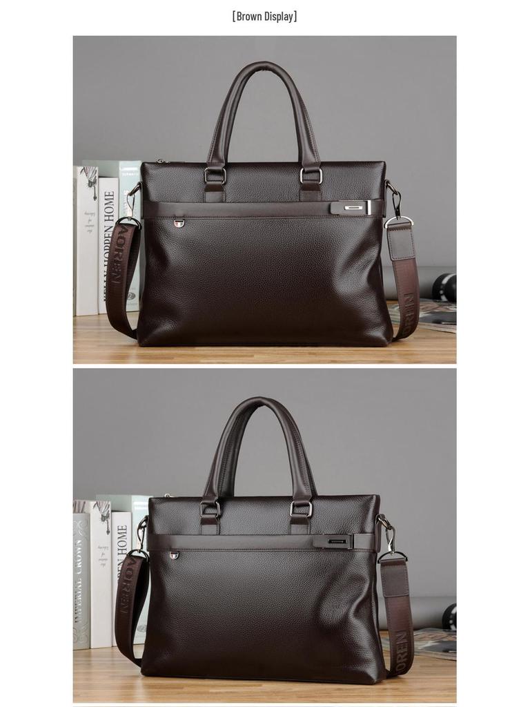 Men's Genuine Leather Cowhide Laptop Crossbody Bag - Business Travel Trend