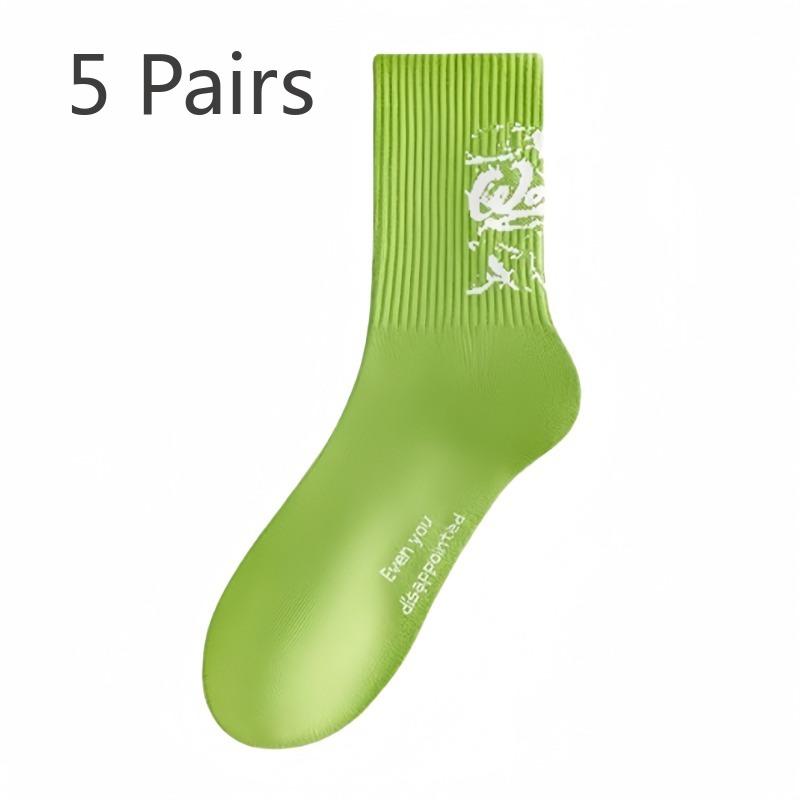 

5 пар мужских летних тонких спортивных носков из чистого хлопка с дезодорирующим эффектом для студентов 5 Pairs зелёный