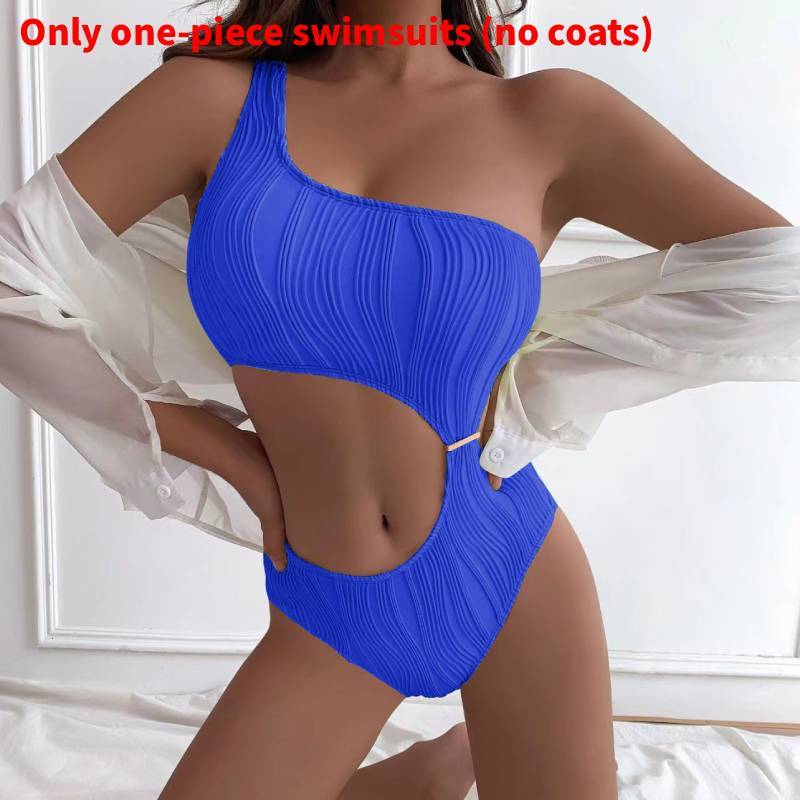 Plain Color Oneshoulder Swimsuit For Women With Padded Bust And Polyester Fabric For Swim And Dance Activities