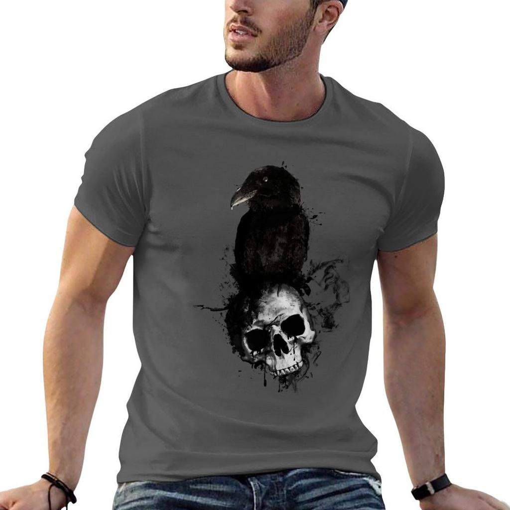 Raven And Skull Tshirt Work Utility Short Sleeve Shirt