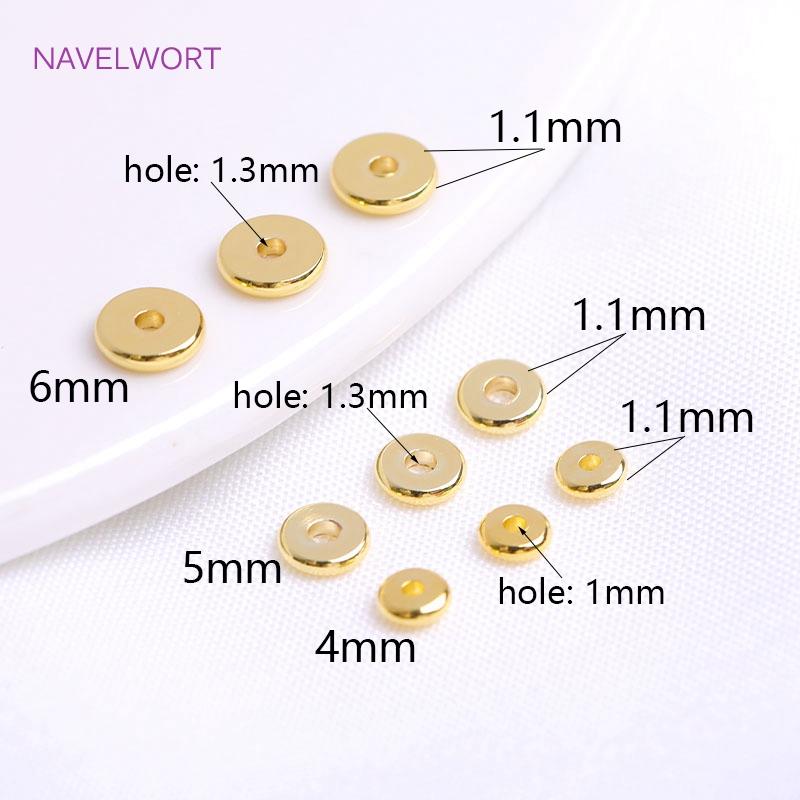 

4mm 5mm 6mm 18K Gold Plating Round Flat Spacer Beads Brass Smooth Spacer Beads For Bracelet Necklace Making Findings Wholesale 4mm - 50 pieces