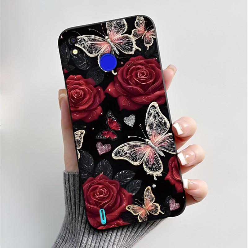 Printed Phone Case For Tecno Spark 4 Lite/POP 3PLUS Funda Capa Soft Silicone Black Shell Cover Cute Flower Cartoon Casing Coque