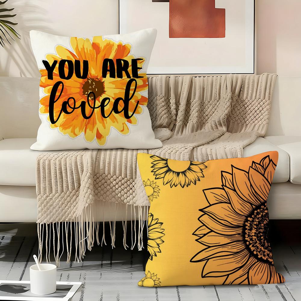 Sunflower Patterns Series Pillow Case pillowcase, double-sided printed, sofa cushion, bedroom headboard pillow