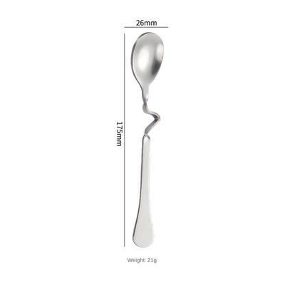 Originality Stainless Steel Teaspoon Curved Handle Long Handled Stirring Spoon Twist Seasoning Ladle