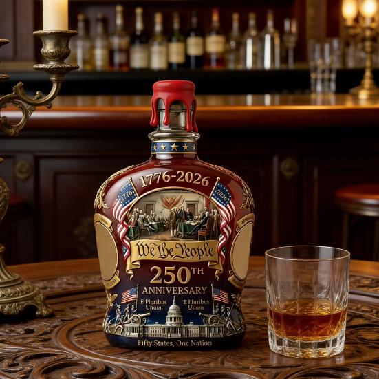 ONS. 250ste Verjaardag Herdenkings Whiskeyfles Wij Het Volk 1776-2026 Glazen Karaffen Onafhankelijkheidsdag Patriottisch Cadeau voor Sterke Drank Bourbon Wijn